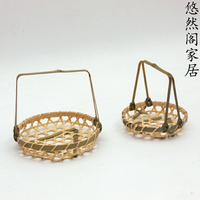 日式手提籃   竹編手提  茶道零配   配件擺件    茶道點心籃子
