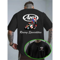 Kaos Balap Sepeda Motor Pria - Kaos Hitam dengan Grafis Helm Sepeda Motor & Teks Spesialisasi Balap