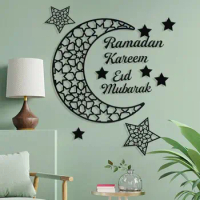 Ramadan Decors Wall Sticker Fashion Removable Arylic Eid Mubarak Wall Decal DIY Home Decorations Mirror Stickers