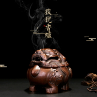 仿古狻猊家用茶道香爐檀香盤狻猊獻瑞復古沉香熏爐銅禪意擺件