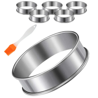 6 Pieces English Muffins Rings, Muffin Tart Rings Double Rolled Tart Ring Stainless Steel Crumpet Ri