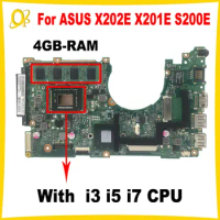 X202E Mainboard for ASUS X202E X201E S200E X201EP Laptop Mainboard with i3 i5 i7 CPU 4GB-RAM DDR3 Fully tested