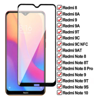 9D Protection Glass For Xiaomi Redmi 8A 9A 9AT 9C NFC Tempered Screen Protector Redmi Note 8 9 10 Pro 8T 9T 9S Protective Film