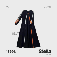 Stella Sporty Black Zisheeri Gamis Hitam Polo Premium Flowy & Lembut Syari Kaos Wanita Muslim Dress 