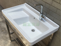 【麗室衛浴】簡約現代板 80公分陶瓷洗衣槽 不含鐵架及龍頭 附排水零件 P-301-8B
