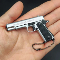 1:3 Alloy 1911 Pistol Portable Mini Toy Gun Model Detachable Keychain Fidget Toy Fake Gun for Boy Collection Adults Gift