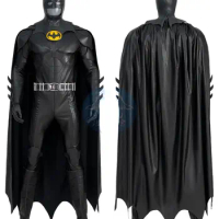 New Movie Barry Bat Cosplay Bruce Wayne Printing Jumpsuit Superhero Battle Costume Outfit Man Suit Cloak Mask Shoes
