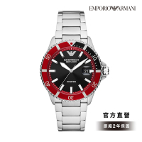 Emporio Armani Diver 海浪征服者系列手錶 經典黑 銀色不鏽鋼錶帶 42MM AR60074