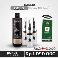 Penumbuh Rambut Botak Dermagift 1 Shampoo +3 Hair Serum Free Emas