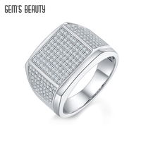 แหวน Moissanite ผู้ชายที่สวยหรูพร้อมเงินแท้925และชุบทองคำขาวของขวัญที่สมบูรณ์แบบสำหรับโอกาสพิเศษ