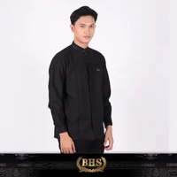 Baju Koko BHS Classic Motif Khalid Black 2XL