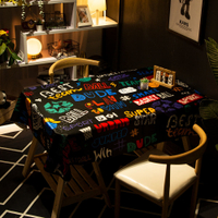ผ้าปูโต๊ะสีดำเข้มแบรนด์แฟชั่นสไตล์อเมริกันสีดำหรูหราเบาๆความรู้สึกระดับไฮเอนด์แบบนอร์ดิก ins ผ้าปูโต๊ะผ้าปูโต๊ะ