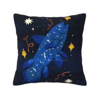 Starry Coelacanth Throw Cushion Pillow Cover Pillowcase Starry Coelacanth Marine Biology Stars Ocean