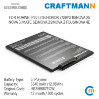 Craftmann Battery for HUAWEI P30 LITE/HONOR 7X/9I/G10/NOVA 2I/NOVA 3I/MATE SE/NOVA 2S/NOVA 2 PLUS/NOVA 4E (HB356687ECW)