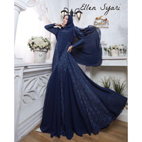 gamis syari set Khimar Ellen brocade bruklat brukat brokat Lace renda cantik keren mewah pesta konda