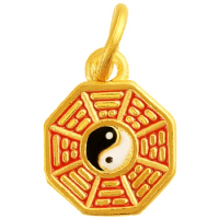 Pure 24K Yellow Gold Pendant Women 999 Gold Tai chi Necklace Pendant