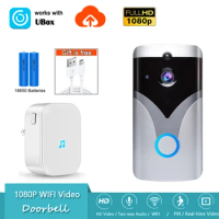 Ubox HD 1080P WiFi Doorbell Camera Wireless Video Doorbell Two-way Visible Intercom System Night Vision with PIR Motion Detect