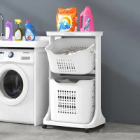 【Mr.box】北歐風雙向取物二層洗衣分類收納籃-附輪