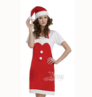 豪華二件式聖誕圍裙，聖誕/聖誕老公公裝/聖誕圍裙/角色扮演，X射線【X655898】