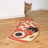 貓砂墊 鯉魚旗寵物墊防濺貓砂墊紅鯉魚異形絲圈防滑卡通門墊地毯弧形地墊