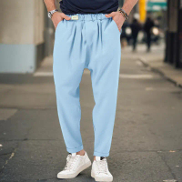 Amazon Cross-Border New Men's Sports Casual Pants Trendy Fashion Solid Color Harem Pants Crotch Larg