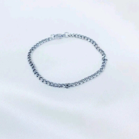 Gelang Rantai Titanium Silver Cuban Kecil Pria Wanita