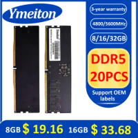 memoriam ddr5 20PCS Ymeiton DDR5 8GB 16GB 32GB 4800MHz 5600MHz U-DIMM RAM 288Pin 1.1v PC Desktop Memory