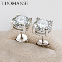 Luomansi 100%-S925 Sterling Silver 2CT 8MM Moissanite Stud Earrings with Certificate Super Flash Wedding Party Jewelry
