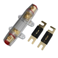 ANL Fuse holder Distribution INLINE 0 4 8 GA GOLD PLATED FREE 80A 100A 150A 200A 250A 300A FUSE SKFH099