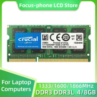 Crucial RAM DDR3 DDR3L SO DIMM 8GB 4GB 1866MHz 1600MHz 1333MHz 1.35V 204Pin for Laptop Notebook Memory