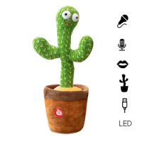 Funny Repeat Talking Cactus Music Plant Toys USB Battery Cacto Falante Speak Electronic Dancing Singing Plush Toys for Kids