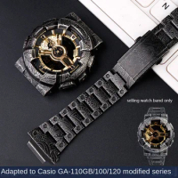 Suitable for Casio G-SHOCK Black Samurai Black Gold GA110/100/120 Series Modified Vintage Stainless Steel Case Strap