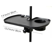 Microphone Stand Tray Sound Card Tray Adjustable Cup Holder Utility Storage Shelf Bracket for Music Sheet Guitar Accessory Tuner