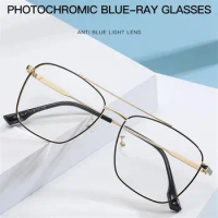 Unisex Metal Men Women Sunglasses Computer Glasses Eyeglasses Anti Blue Light Photochromic Glasses