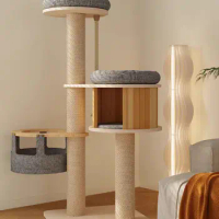 Solid wood cat climbing frame with litter large cat toys cat tree one cat scratching post