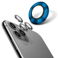 【YADI】iPhone 12 Pro 康寧鋁合金屬邊框包覆式鏡頭保護貼(9H硬度/AR光學/抗指紋-3入-太平洋藍)