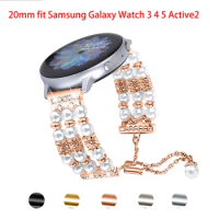 Pearl Bling Diamonds Strap fit Samsung Galaxy Watch 5 4 3 Active 2 Gear S2 Classic Watch Band