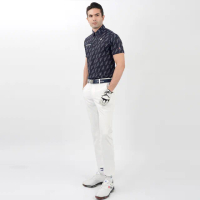 【LE COQ SPORTIF 公雞】高爾夫系列 男款白色機能俐落百搭彈性九分褲 QGT8J801