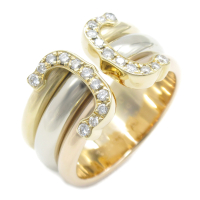 【二手名牌BRAND OFF】Cartier 卡地亞 C2系列 18K金 三色 鑲鑽 戒指 #49