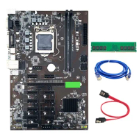 B250 BTC Mining Motherboard with DDR4 4GB 2666Mhz RAM+RJ45 Network Cable +SATA Cable 12XPCIE Graphics Card Slot LGA1151