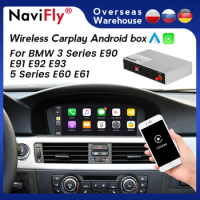 NaviFly Plug and Play Wireless CarPlay Android Auto Interface Screen for BMW 5 / 3 Series E60 E61 E62 E90 E91 CCC CIC System BT