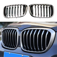 1Pair Matt Chrome Front Grille/Grilles Kidney For BMW X4 G02 X3 G01 2018-2020 Front Bumper Grille Car Styling