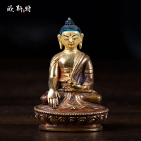 尼泊爾進口手工3寸釋迦摩尼銅半鎏金釋迦牟尼佛像隨身佛像 擺件