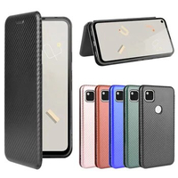 For Google Pixel 4a 4G Case Carbon Fiber Flip Leather Case For Google Pixel 4a 4G Business Magnetic Wallet Card Slot Slim Cover