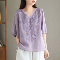 Hug Me Bear Shop  T-shirt for Women Plus Size Short Sleeve Embroidery Summer Tops
