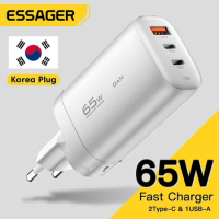 Essager GaN 65W USB C Charger Fast Charge Charger Korea Plug QC3.0 PD3.0 For Laptop Samsung iphone 14 Pro Max Mobile Cell Phones