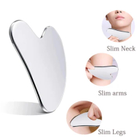 Stainless Steel Scraper Gua Sha Tool Facial Massage Face Lift Anti-Aging Skin Tightening Cooling Metal Contour Reduce Puffiness