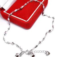 PERHIASAN GELANG KAKI PERAK SILVER 925 LAPIS EMAS PUTIH