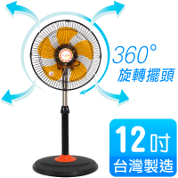 【雙星牌】12吋旋轉360度擺頭涼風扇 TS-1211(台灣製造 電風扇 立扇)