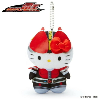 小禮堂 Hello Kitty x 假面騎士555  絨毛玩偶娃娃吊飾《黑紅》掛飾.鑰匙圈